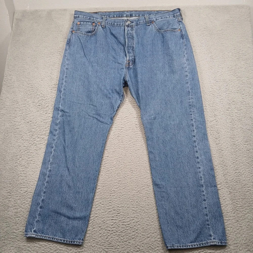 Levi Strauss Co 501 Mens Jeans W44 L32 Button Fly Blue Denim‎ Straight Leg